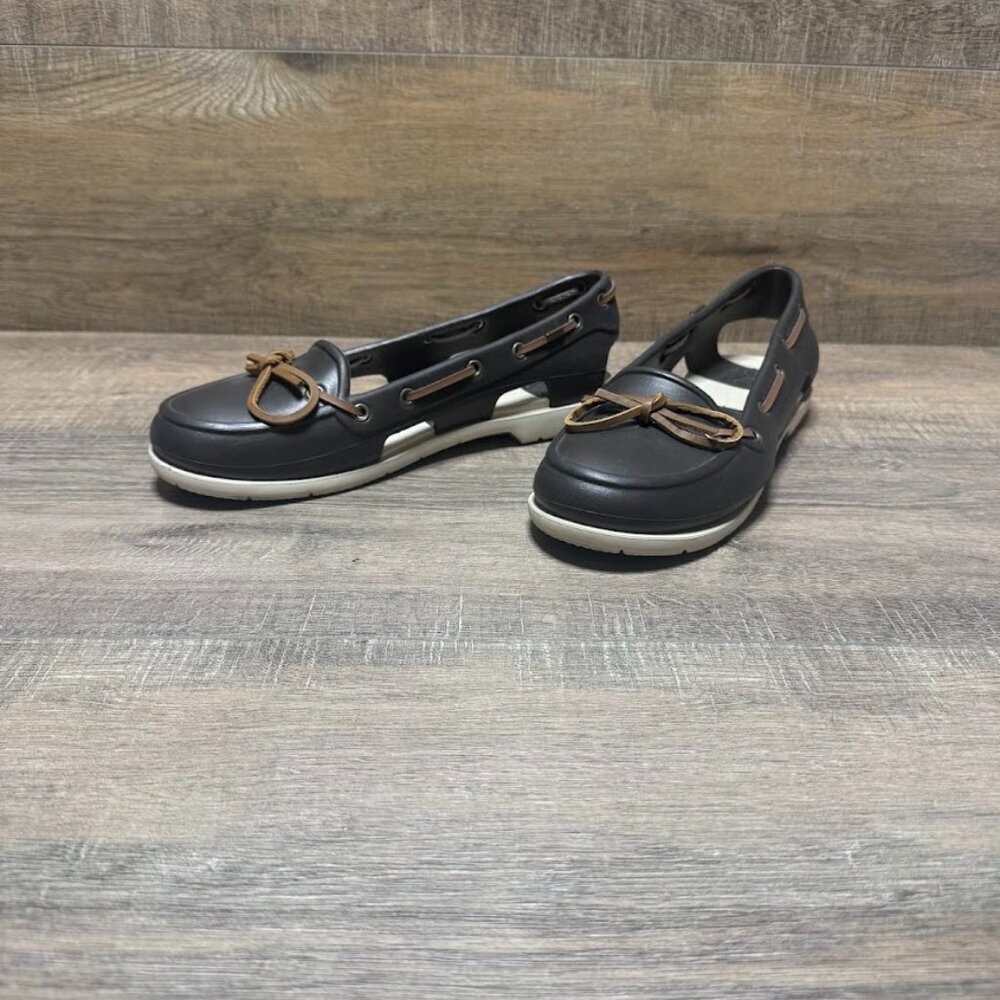 Crocs Beach Line Black Slip On Boat Shoes Women's Size 8